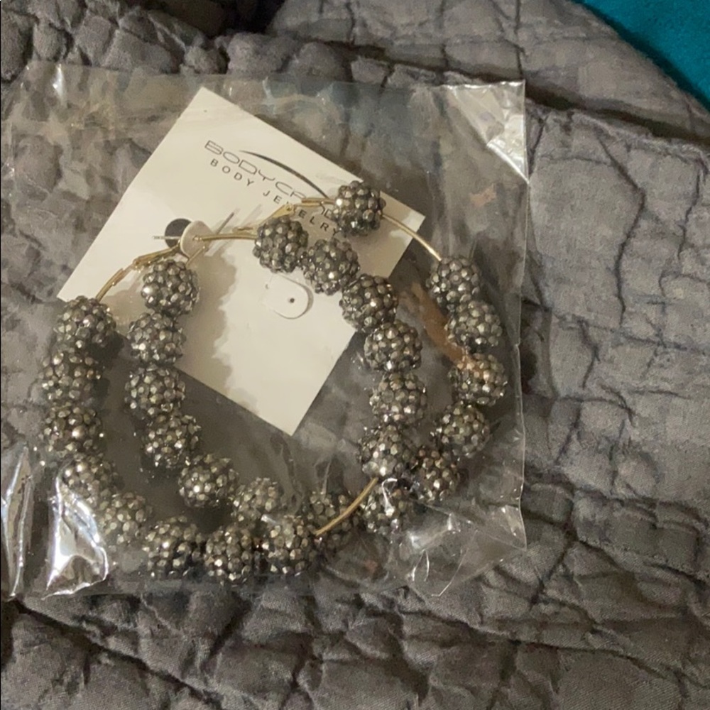 Black and silver hoops that are large but festive!